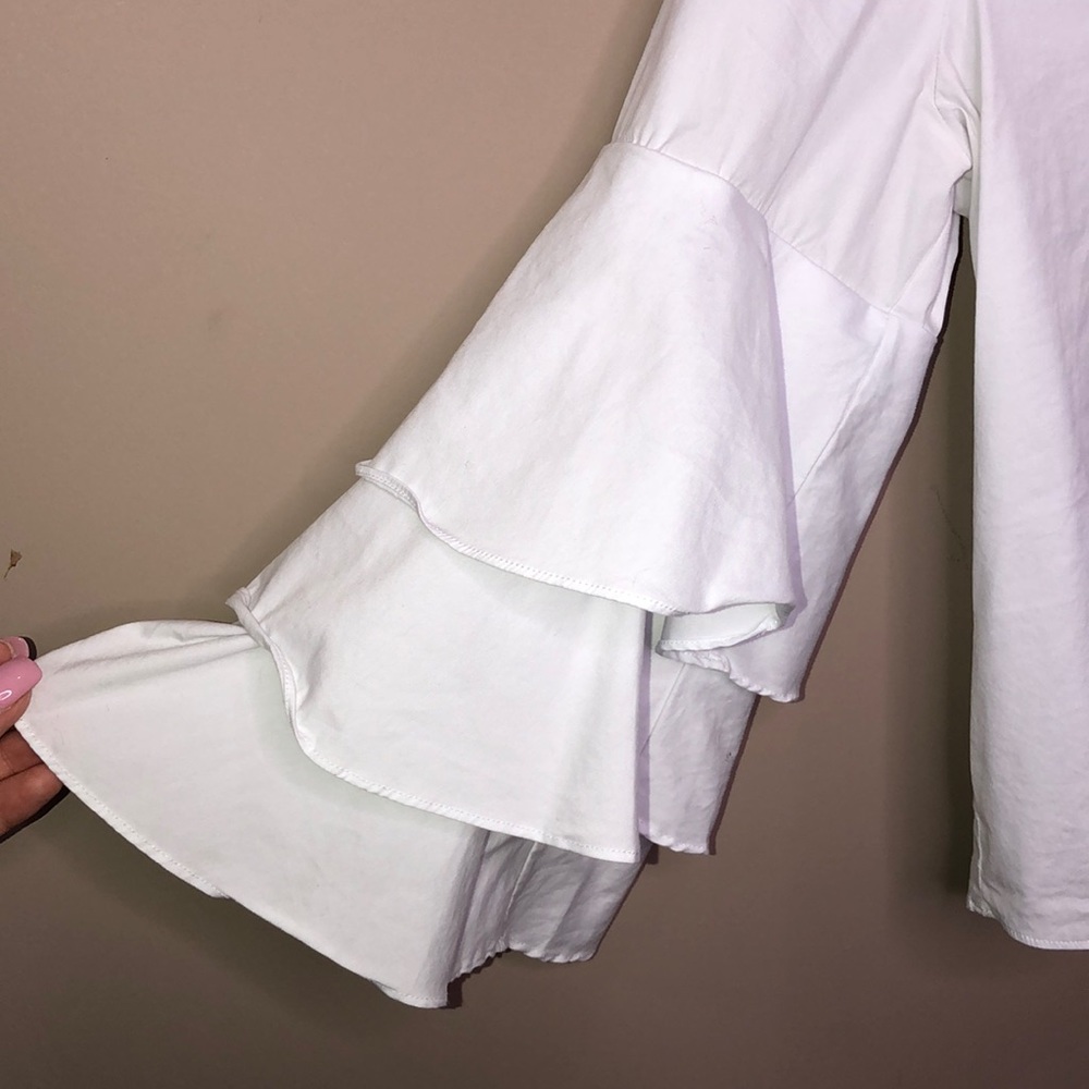 Zara Basic V Cut Ruffle Top - Picture 2 of 4